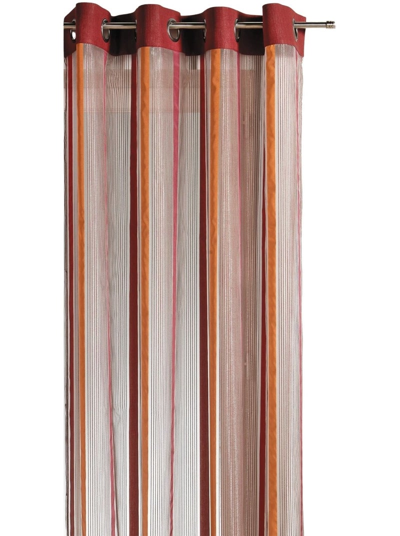 Cortina de organza con rayas verticales Rojo ladrillo - Kiabi