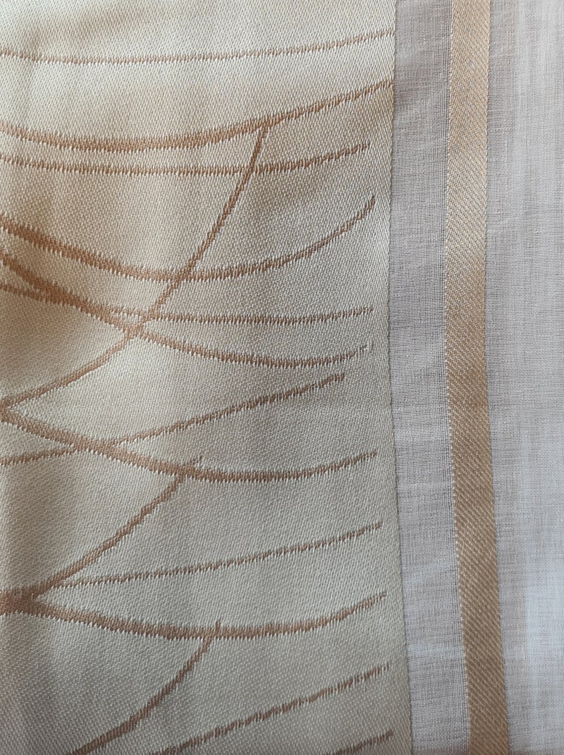 Cortina de organza con rayas verticales y estampado Madera natural - Kiabi