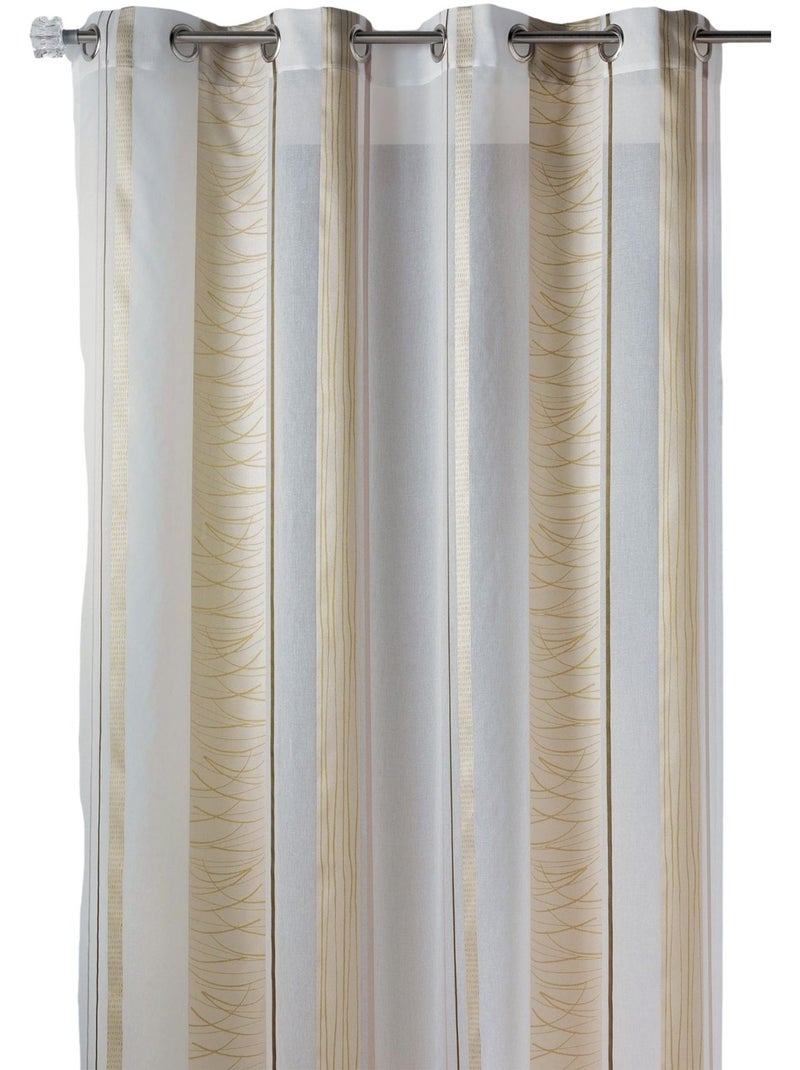 Cortina de organza con rayas verticales y estampado Madera natural - Kiabi