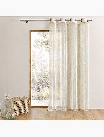 Cortina de organza con rayas verticales y ribete