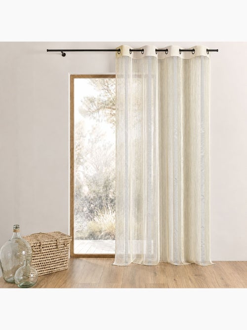 Cortina de organza con rayas verticales y ribete - Kiabi Cortina de organza con rayas verticales y ribete - Kiabi