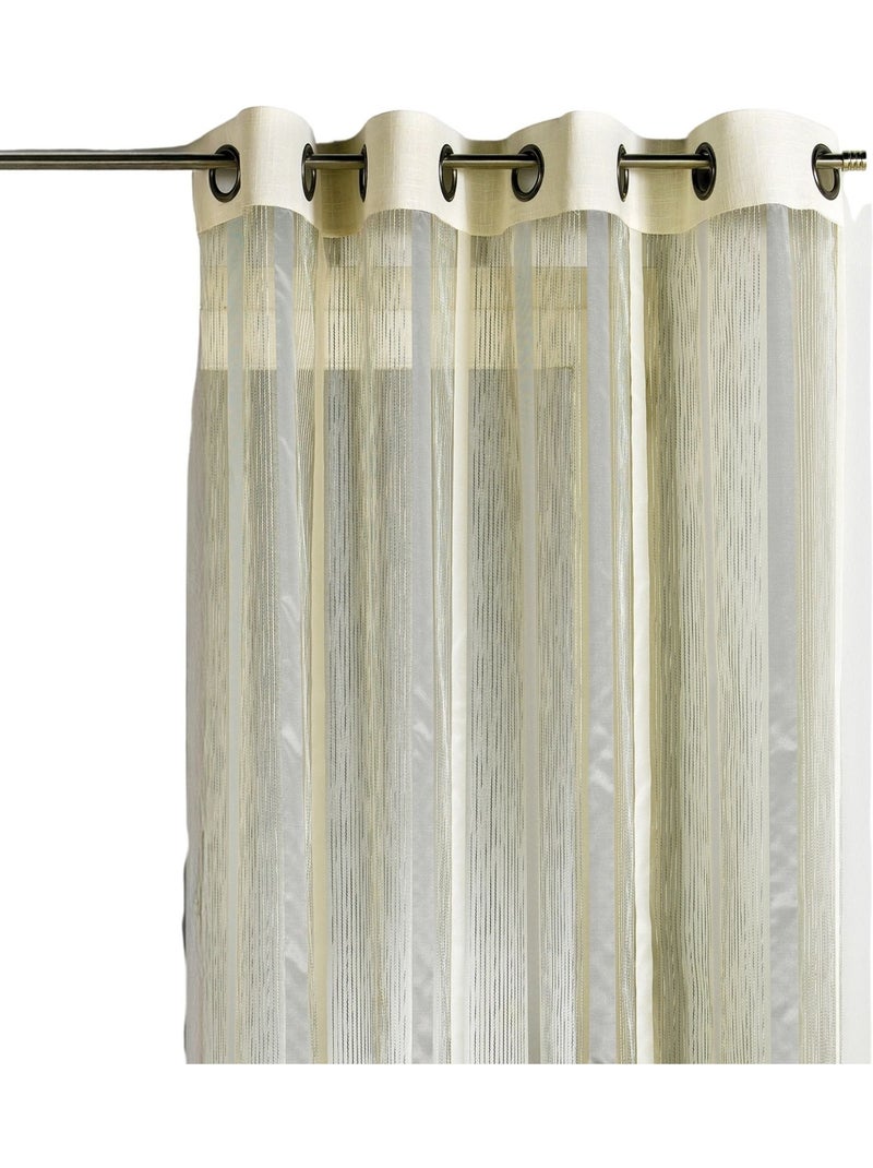 Cortina de organza con rayas verticales y ribete Gris claro - Kiabi
