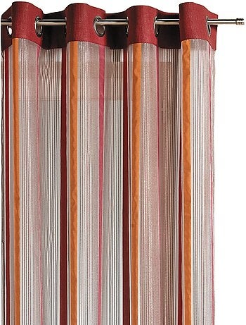 Cortina de organza con rayas verticales y ribete