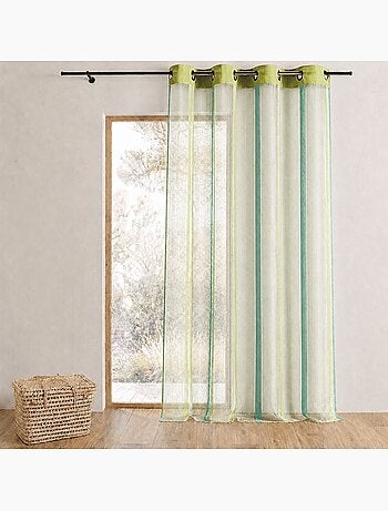 Cortina de organza con rayas verticales y ribete