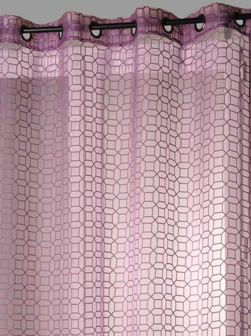 Cortina de Organza Dévoré Ciruela con Motivos Geométricos - Kiabi