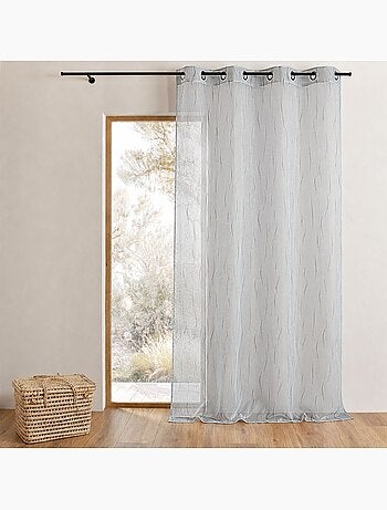 Cortina de organza gris con bordado de ramitas