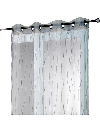 Cortina de organza gris con bordado de ramitas