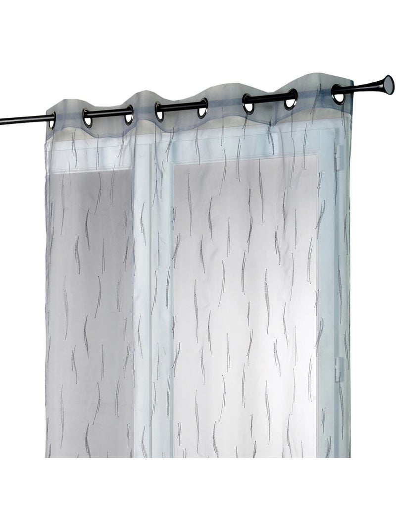 Cortina de organza gris con bordado de ramitas Gris claro - Kiabi