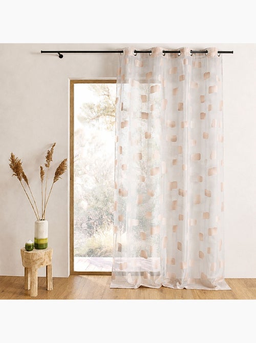 Cortina de organza jacquard con motivo de ladrillos - Kiabi Cortina de organza jacquard con motivo de ladrillos - Kiabi