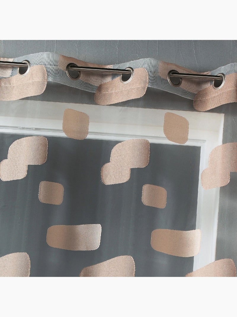 Cortina de organza jacquard con motivo de ladrillos Beige - Kiabi
