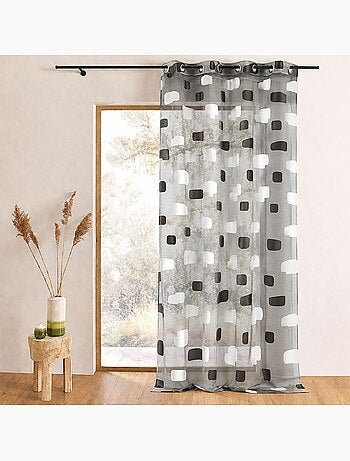 Cortina de organza jacquard con motivo de ladrillos