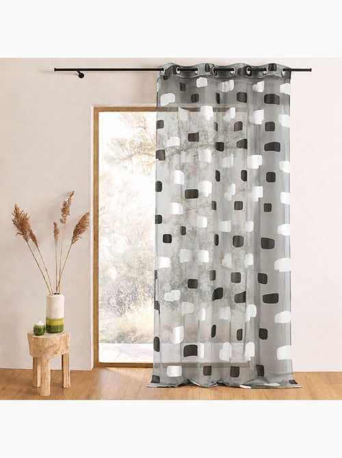 Cortina de organza jacquard con motivo de ladrillos - Kiabi Cortina de organza jacquard con motivo de ladrillos - Kiabi