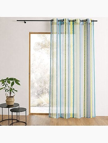 Cortina de organza jacquard con rayas verticales