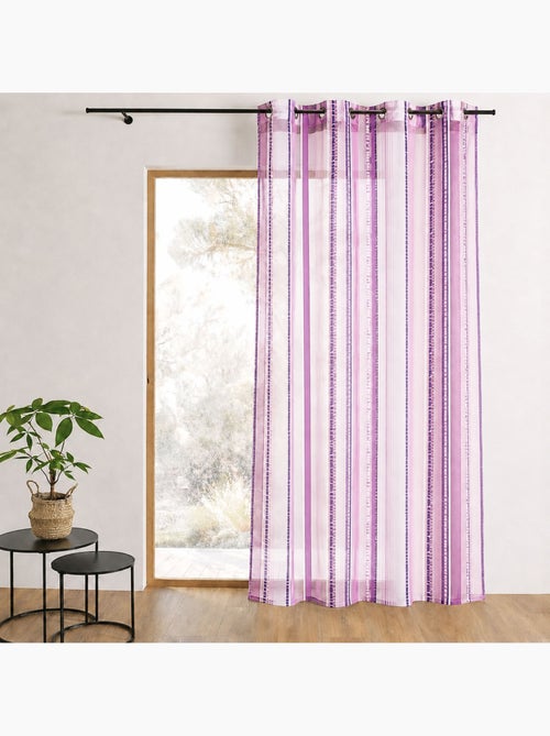 Cortina de organza jacquard con rayas verticales - Kiabi Cortina de organza jacquard con rayas verticales - Kiabi