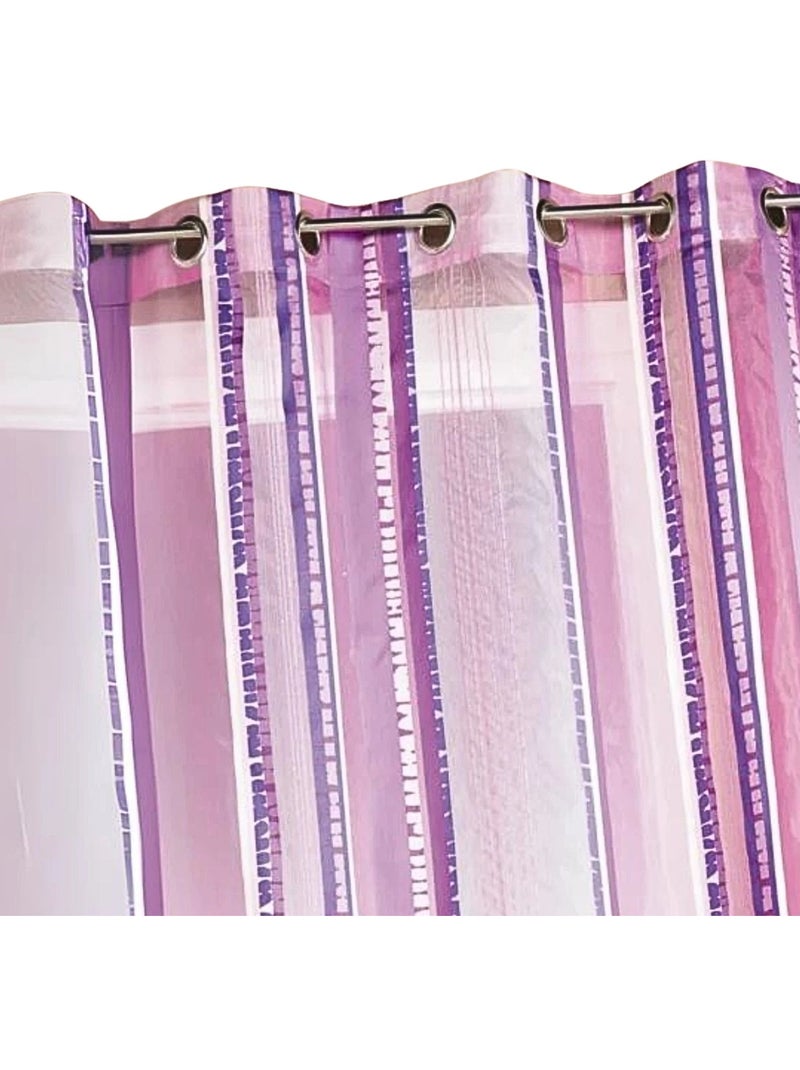 Cortina de organza jacquard con rayas verticales Violeta ciruela - Kiabi