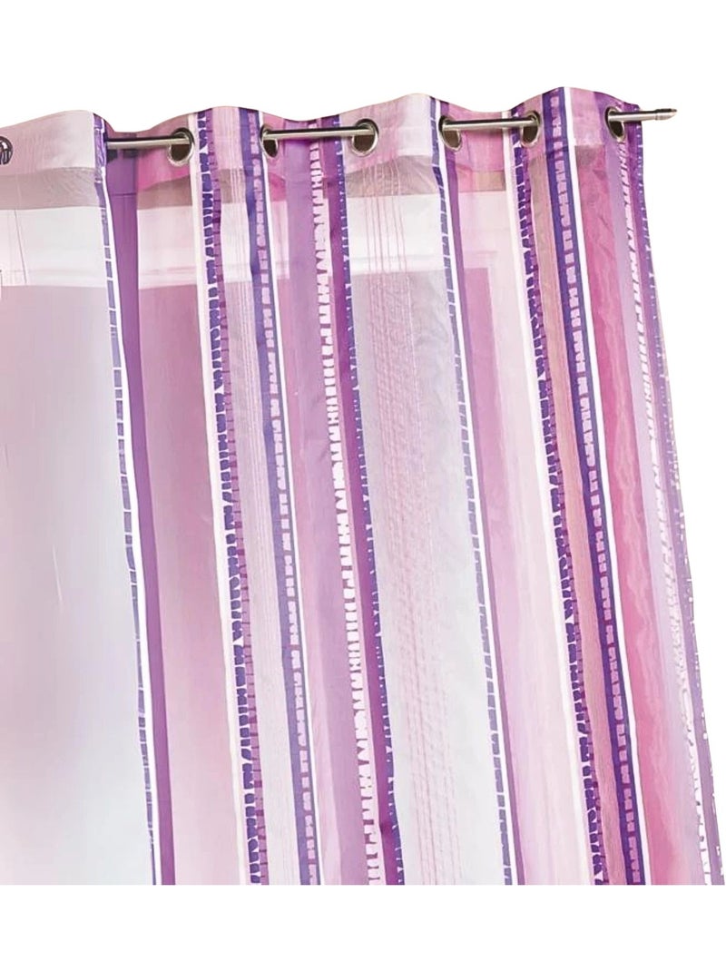 Cortina de organza jacquard con rayas verticales Violeta ciruela - Kiabi