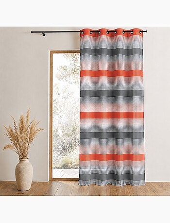 Cortina de organza tejida con rayas horizontales