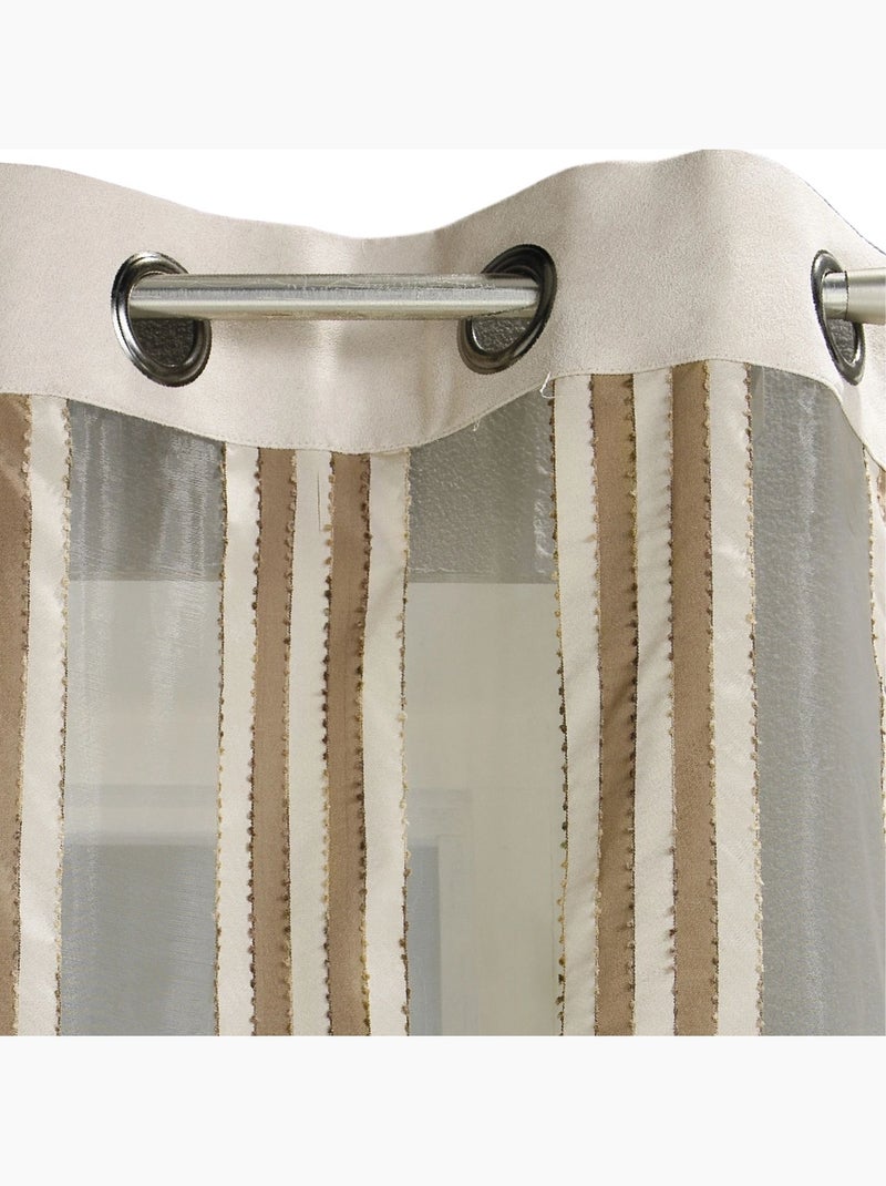 Cortina de organza transparente con rayas verticales Beige - Kiabi