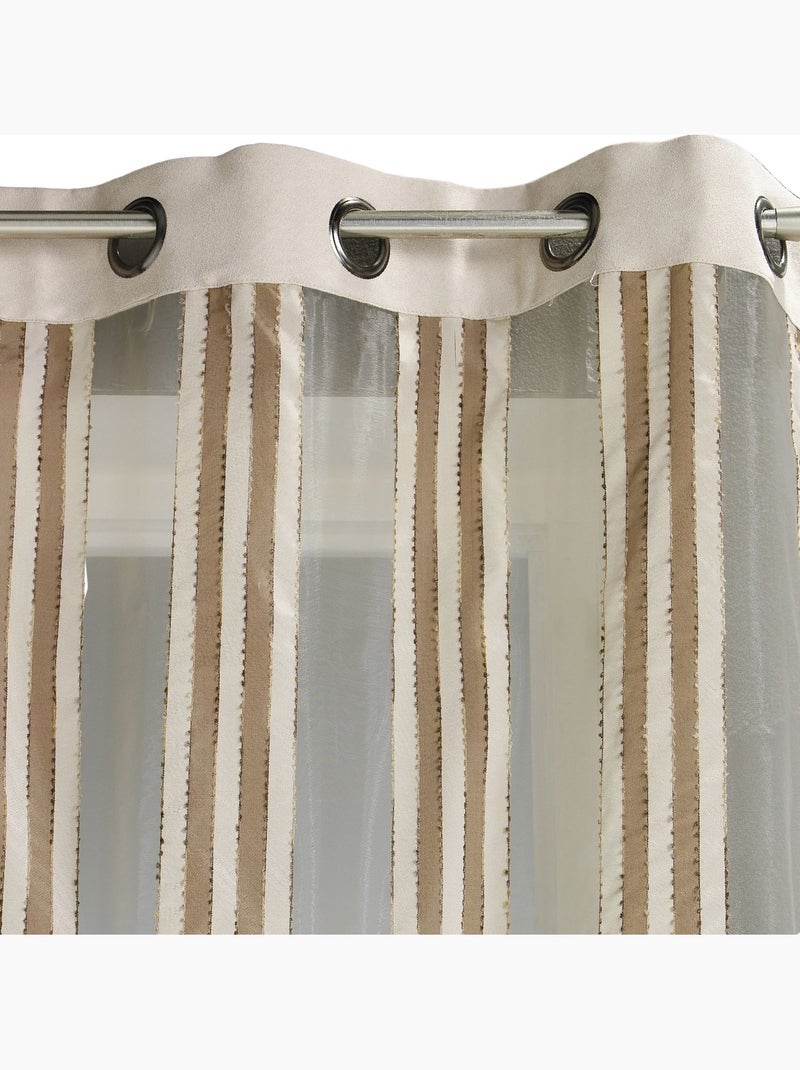 Cortina de organza transparente con rayas verticales Beige - Kiabi