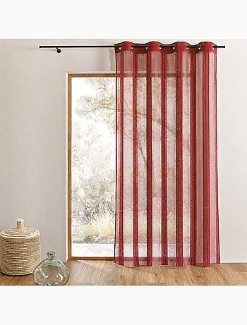 Cortina de organza transparente con rayas verticales