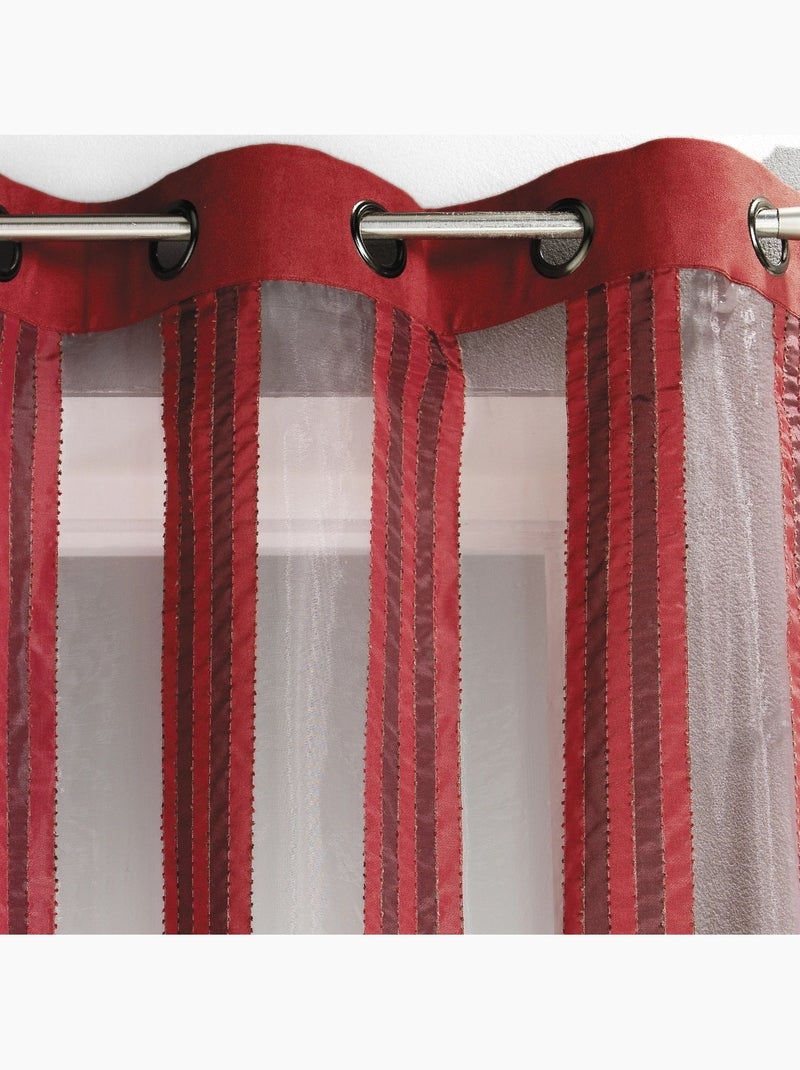 Cortina de organza transparente con rayas verticales Burdeos - Kiabi