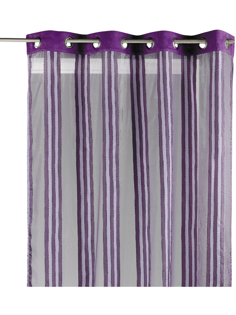 Cortina de organza transparente con rayas verticales Violeta ciruela - Kiabi