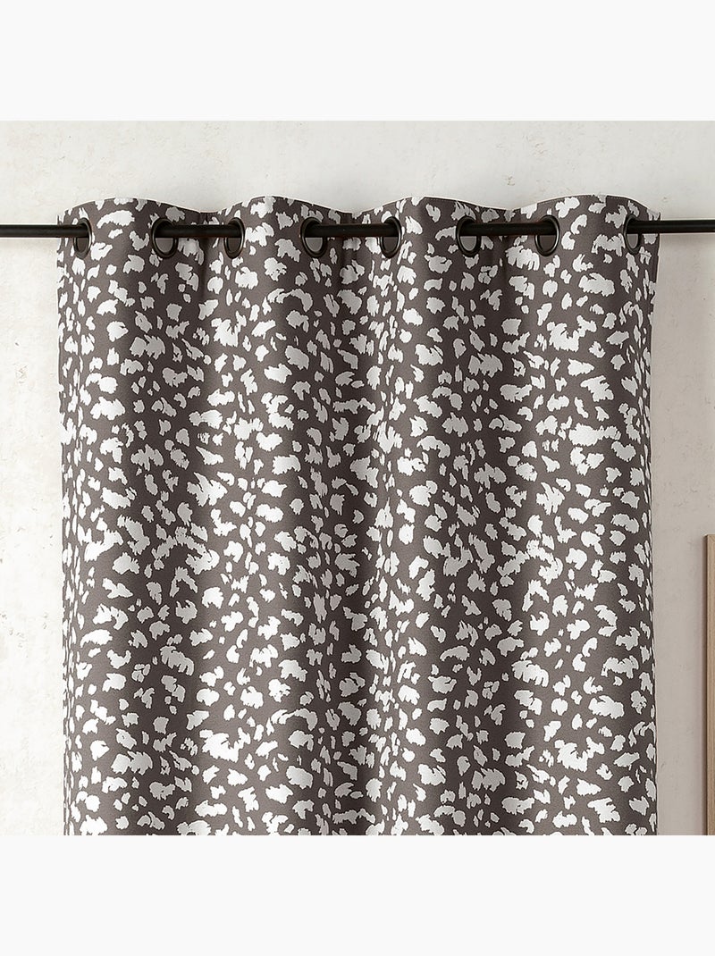 Cortina de oscurecimiento térmica y acústica con revestimiento de vellón jacquard Gris oscuro - Kiabi