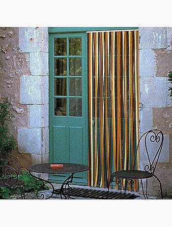 Cortina de puerta con tiras de colores
