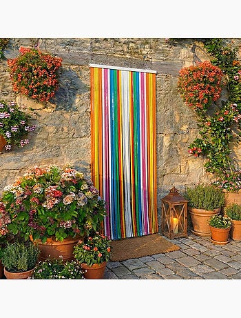 Cortina de puerta con tiras de colores