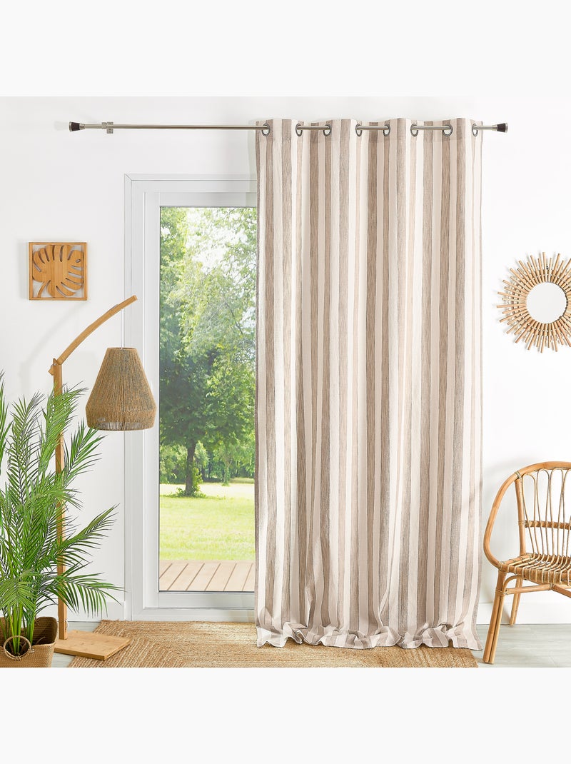 Cortina de rayas anchas 100% algodón LOURMARIN Beige - Kiabi