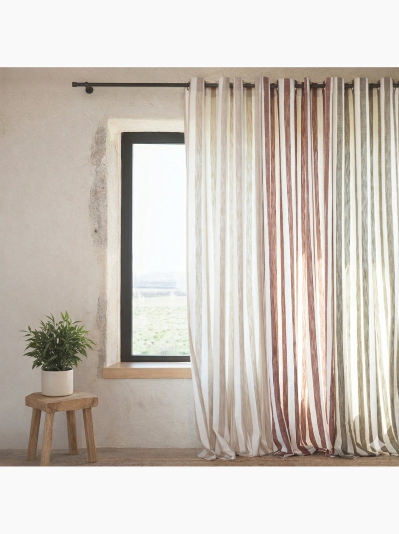 Cortina de rayas anchas 100% algodón LOURMARIN Beige - Kiabi