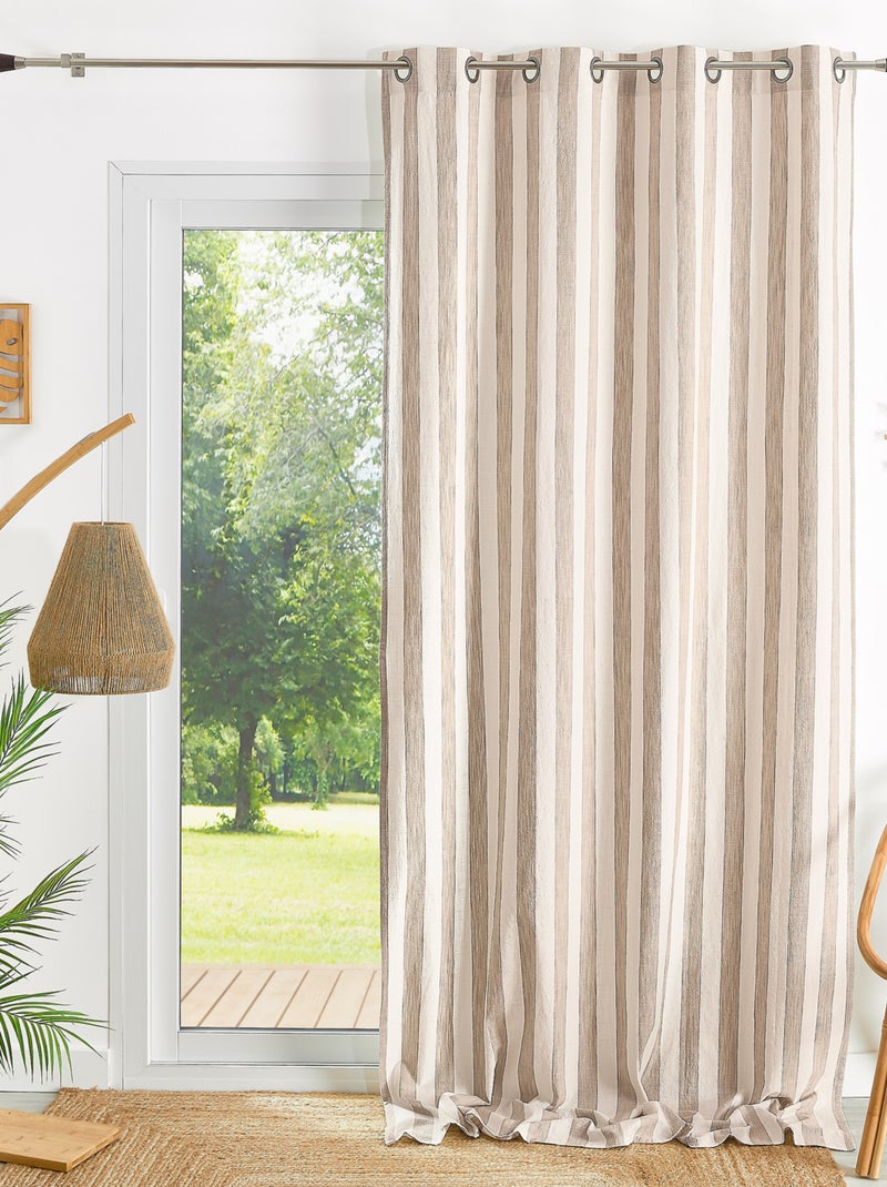 Cortina de rayas anchas 100% algodón LOURMARIN Beige - Kiabi