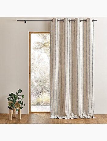 Cortina de rayas de algodón flameado con ojales