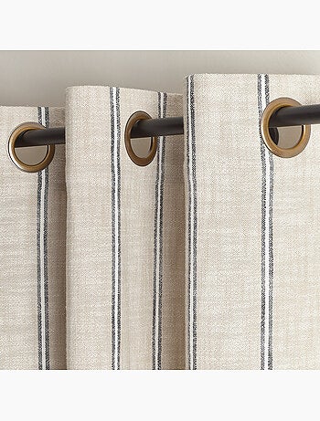 Cortina de rayas de algodón flameado con ojales