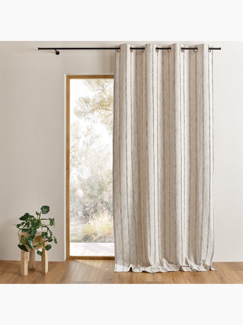 Cortina de rayas de algodón flameado con ojales - Kiabi