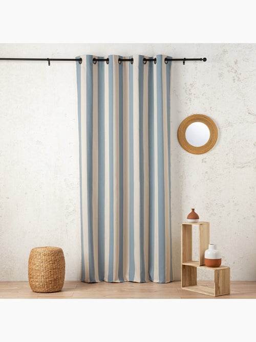 Cortina de satén de rayas verticales con ojales - Kiabi