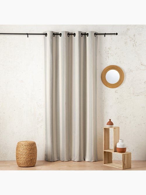 Cortina de satén de rayas verticales con ojales - Kiabi