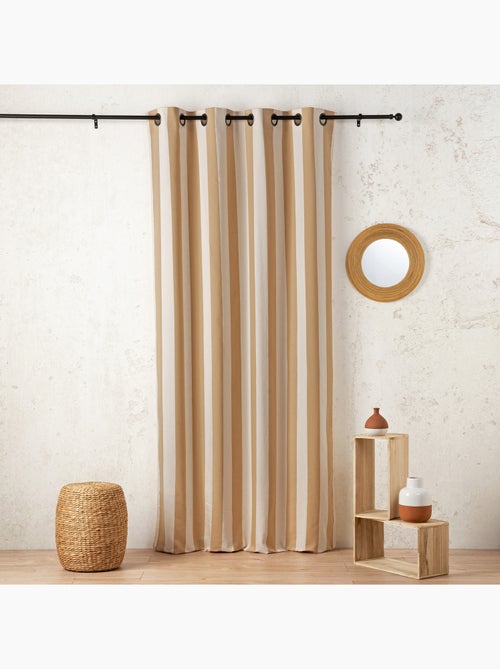 Cortina de satén de rayas verticales con ojales - Kiabi