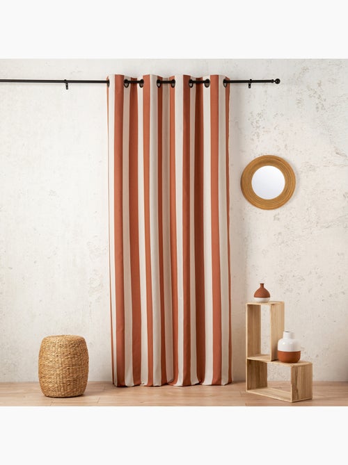 Cortina de satén de rayas verticales con ojales - Kiabi