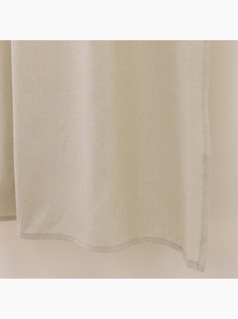 Cortina de screen de polialgodón con lazos y borlas Beige - Kiabi