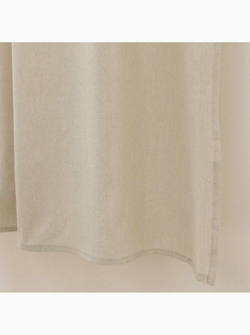 Cortina de screen de polialgodón con lazos y borlas Beige - Kiabi