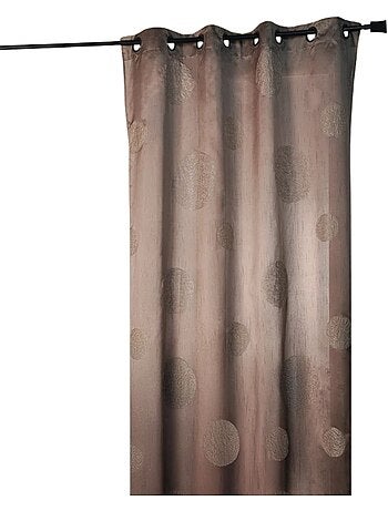 Cortina de shantung color topo bordada con círculos mixtos