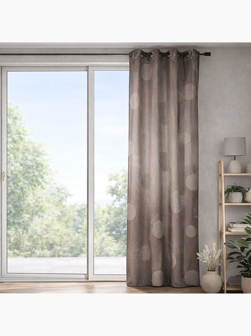 Cortina de shantung color topo bordada con círculos mixtos Taupe - Kiabi