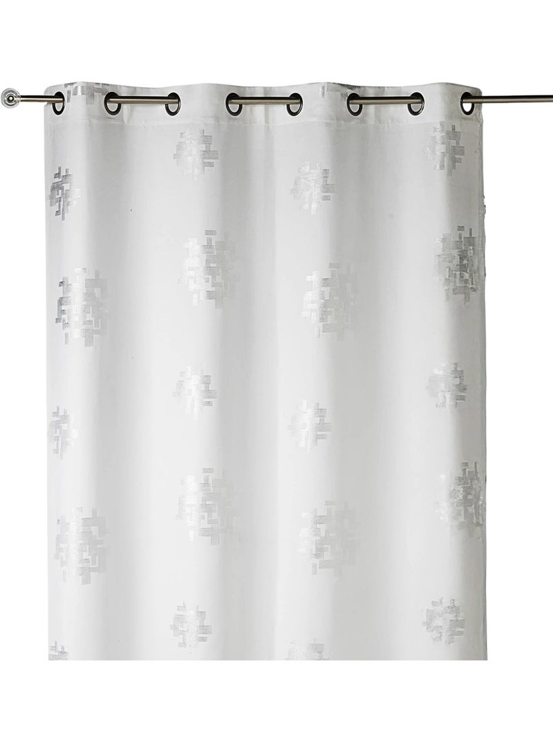 Cortina de shantung con estampado plateado Blanco - Kiabi