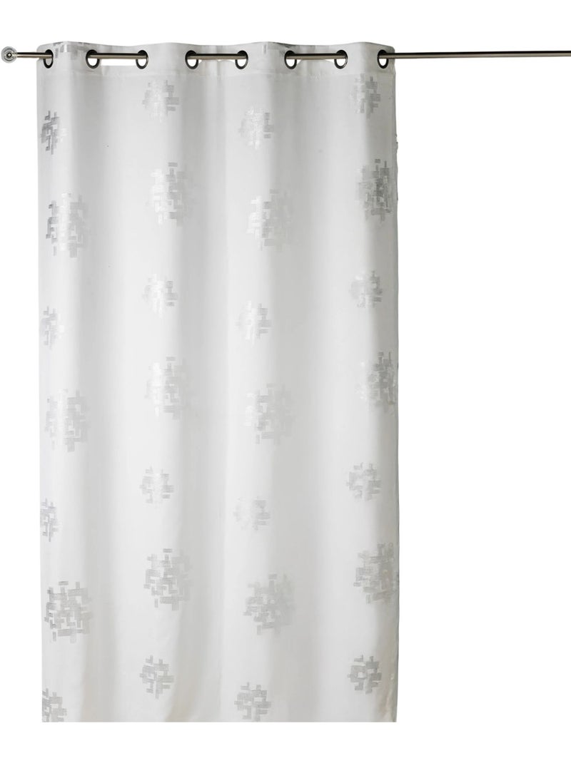 Cortina de shantung con estampado plateado Blanco - Kiabi