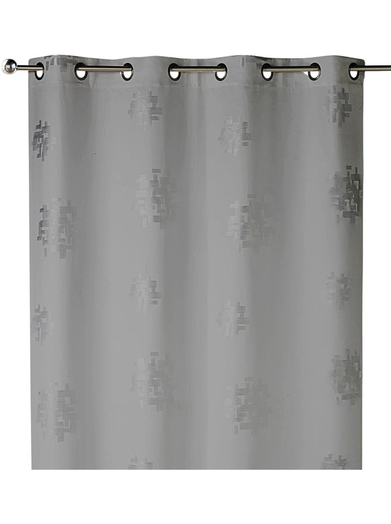 Cortina de shantung con estampado plateado Gris claro - Kiabi