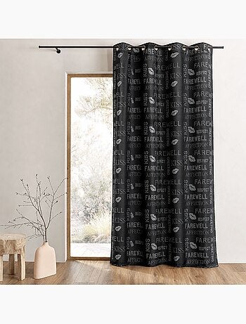 Cortina de shantung con lentejuelas y motivos estampados