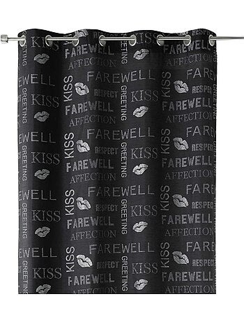 Cortina de shantung con lentejuelas y motivos estampados