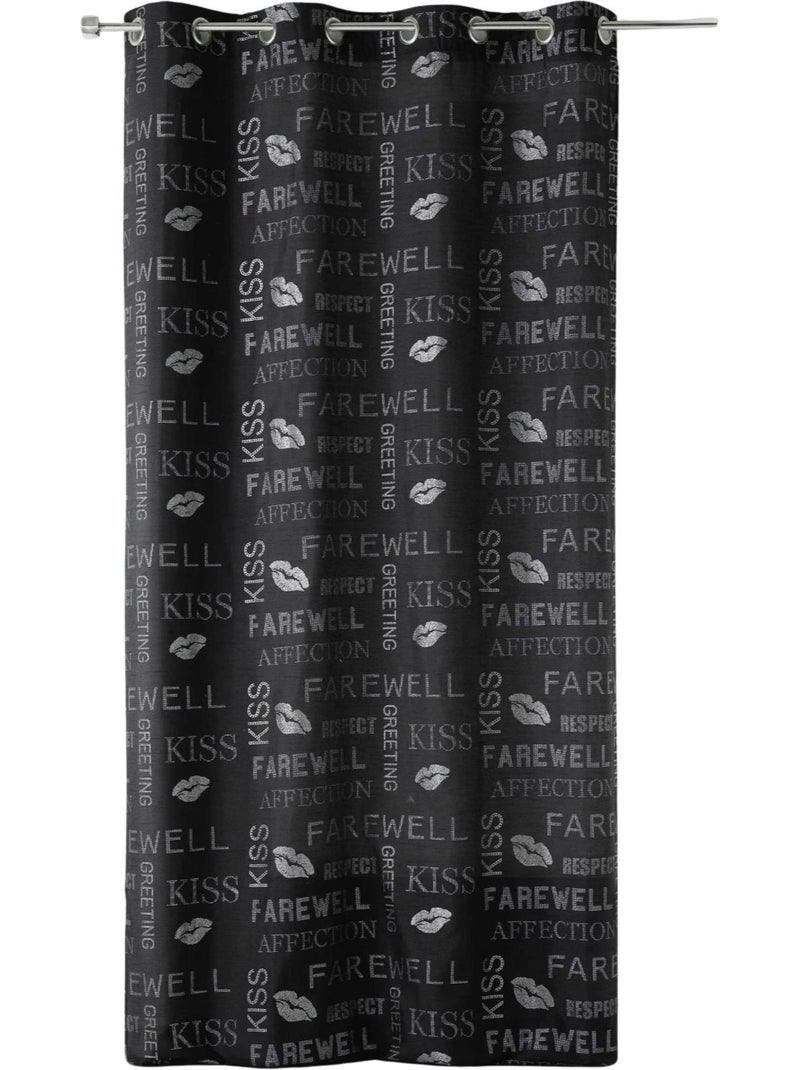 Cortina de shantung con lentejuelas y motivos estampados Negro - Kiabi