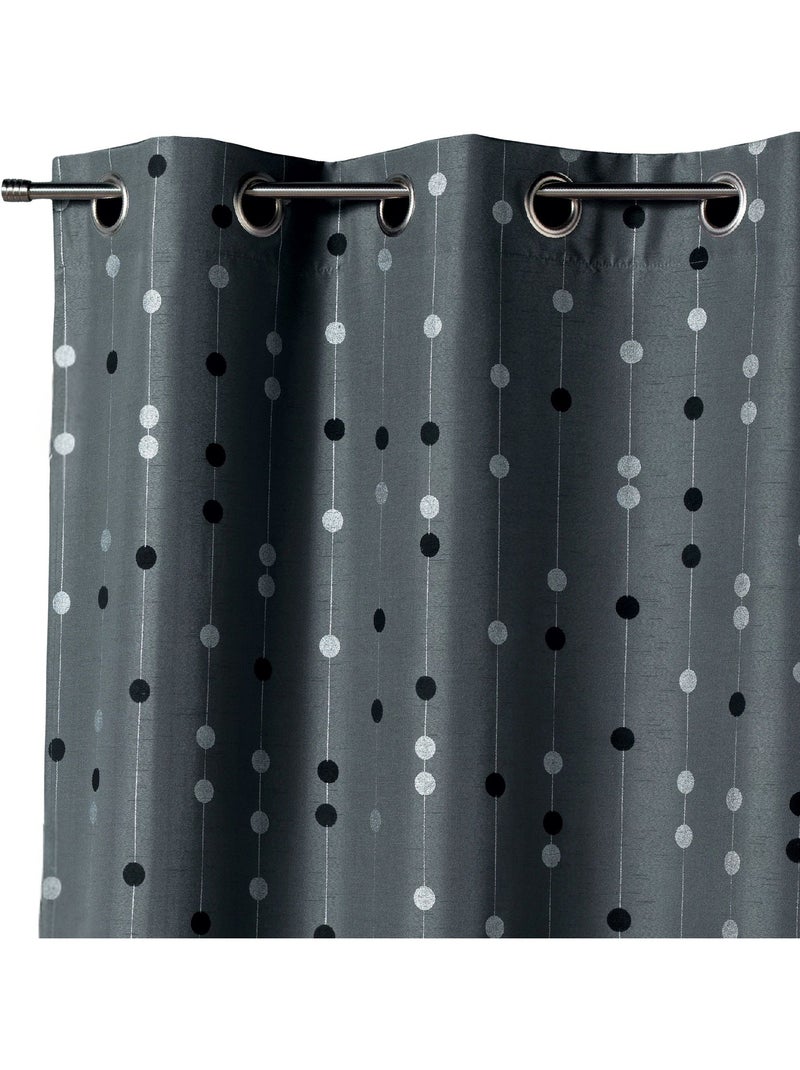 Cortina de shantung con motivo de bolas tejidas Gris claro - Kiabi